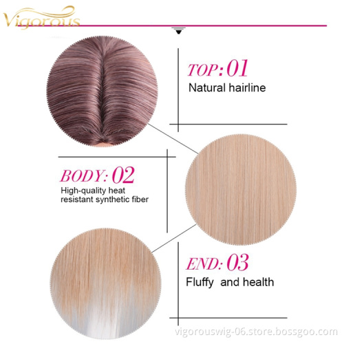 Vigorous fashion long ombre none lace synthetic fiber braiding hair wholesale cheap premium full wig front black women cosplay